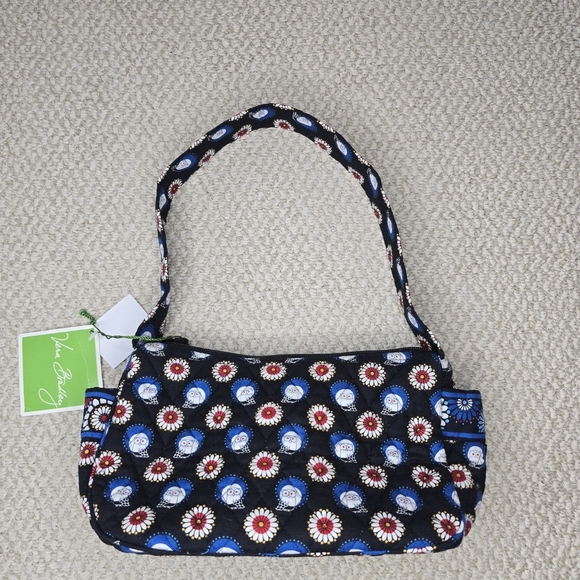 Vera Bradley Maggie Night Owl Black Floral Small Shoulder Bag Retired NWT - Picture 1 of 6